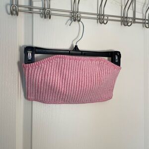 Fashion Nova Pink Ribbed Bandeau Top